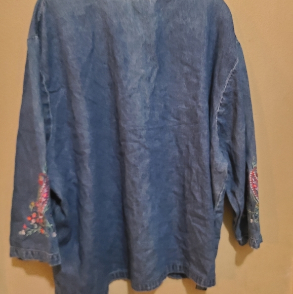 Denim Open Button Blouse 100% Cotton - Picture 2 of 2